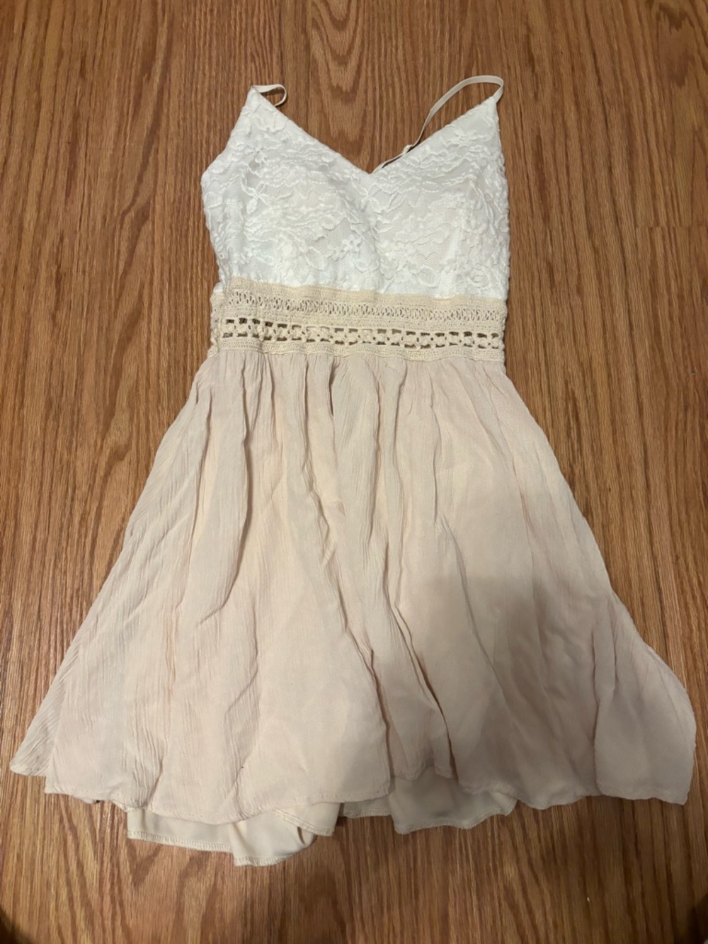 Girls' Cream & White Lace Bodice Casual Dress
